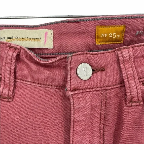 Pilcro And The Letterpress Pants Women's 25P Pink Denim Fit Slit Hem Crop Jeans - Picture 7 of 12